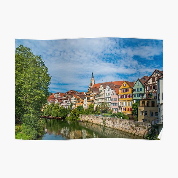 Tübingen - Picture Postcard View from the Neckar Bridge Poster