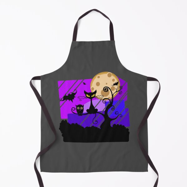 Item preview, Happy Hallowe'en Cute Cat Bats Owl Haunted Halloween Tree Full Moon designed and sold by H3designs.