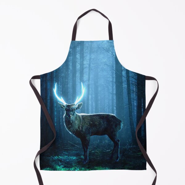 Item preview, Deer with headlights surreal deer with glowing antlers in forest trees artwork designed and sold by LD ART.