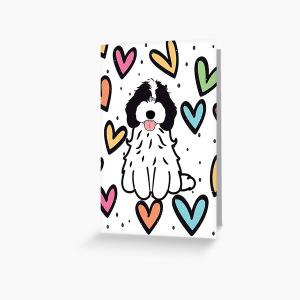 LOVE Black and White Cockapoo Cavapoo Cavoodle Greeting Card