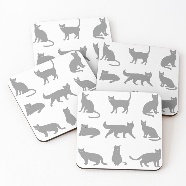 Item preview, Cute Six Silver Elegant Cats Pattern designed and sold by Black Maverik Estore.