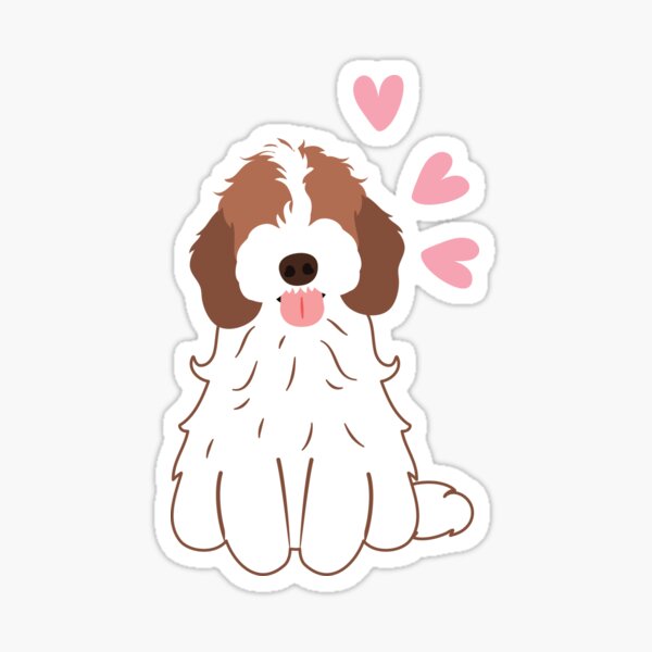 Item preview, LOVE Chocolate Brown and White Cockapoo Cavapoo Cavoodle designed and sold by Lulupainting.