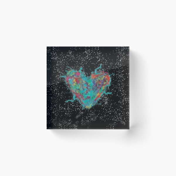 Teal Heart Nebula Acrylic Block