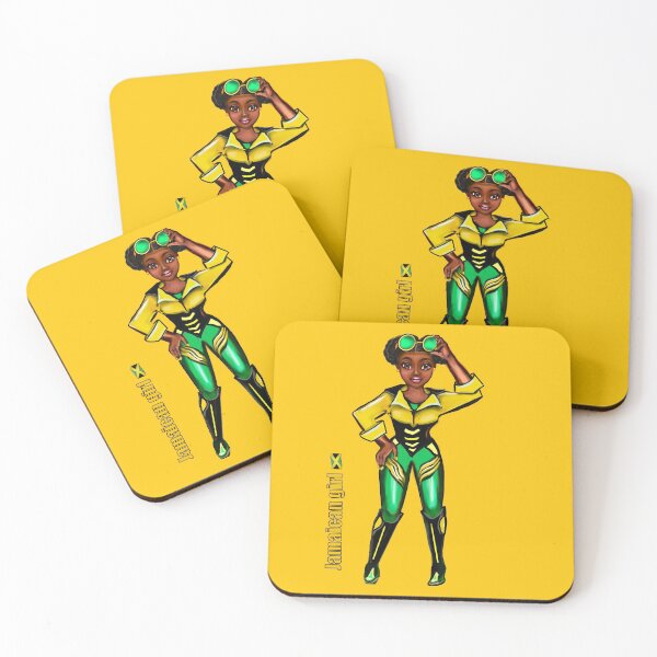 Item preview, Anime Manga Jamaican sunshades yellow background - dressed in the colors colours of Jamaican flag in black green and gold inside a heart shape designed and sold by Artonmytee.