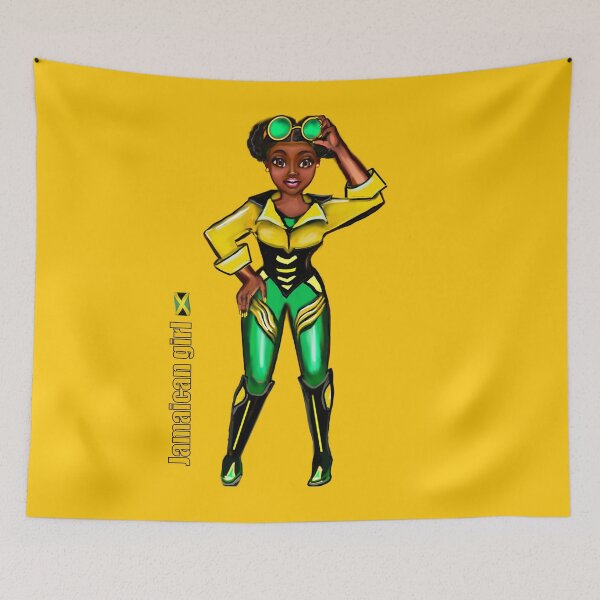 Item preview, Anime Manga Jamaican sunshades yellow background - dressed in the colors colours of Jamaican flag in black green and gold inside a heart shape designed and sold by Artonmytee.