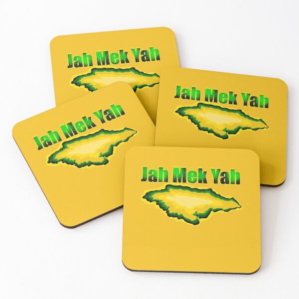 Item preview, Jamaica -  Jah Mek Yah in patois and the map of Jamaica  in the colors of the Jamaican flag black green and gold designed and sold by Artonmytee.