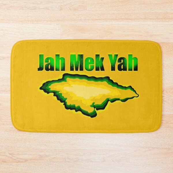 Item preview, Jamaica -  Jah Mek Yah in patois and the map of Jamaica  in the colors of the Jamaican flag black green and gold designed and sold by Artonmytee.