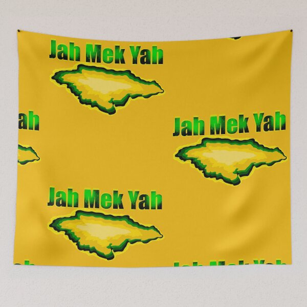 Item preview, Jamaica -  Jah Mek Yah in patois and the map of Jamaica  in the colors of the Jamaican flag black green and gold designed and sold by Artonmytee.