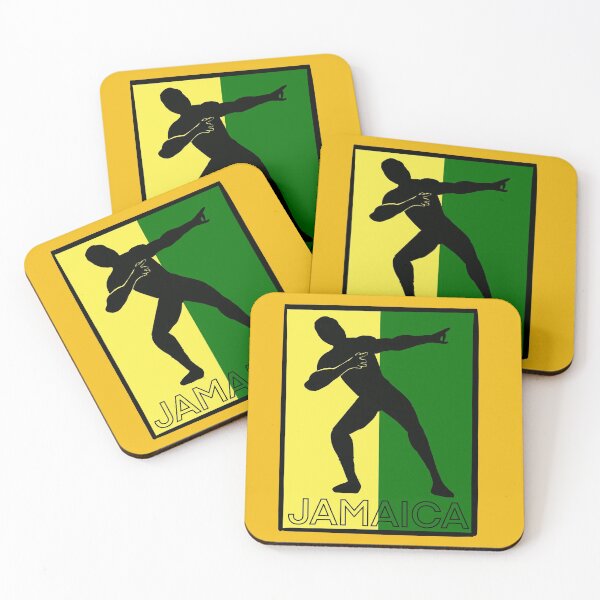 Item preview, Jamaica sprinter pose with the Jamaican flag colours of black green and gold with the word Jamaica designed and sold by Artonmytee.