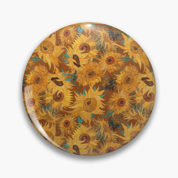 Item preview, Van Gogh Sunflowers copper yellow turquoise  designed and sold by Delinda Graphic Studio.