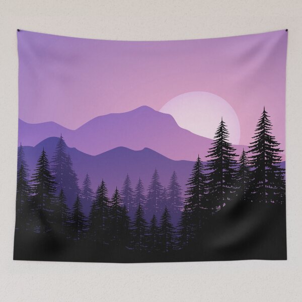 Item preview, Mountain Landscae With Pine Forest Sunset designed and sold by JTS STORE.