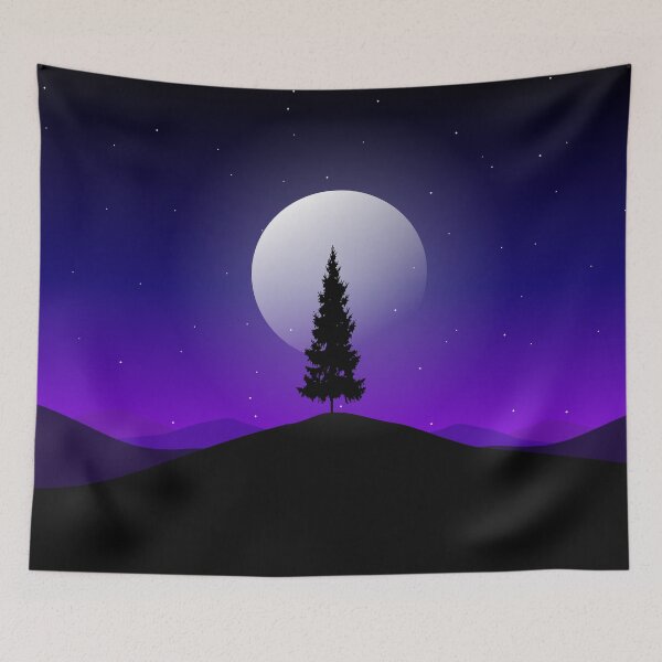 Item preview, Blue Night Sky With Pine Tree Between The  Mountain designed and sold by JTS STORE.