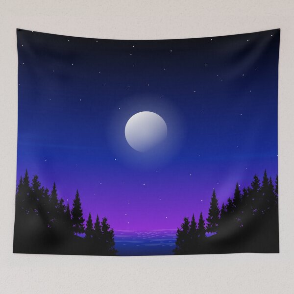 Item preview, Pine Forest With Lake And Blue Night Sky Forest designed and sold by JTS STORE.