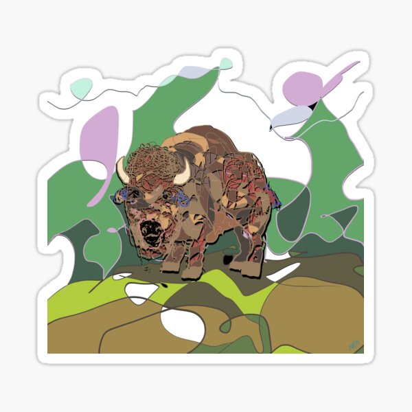 Bison. swirling abstract buffalo Sticker