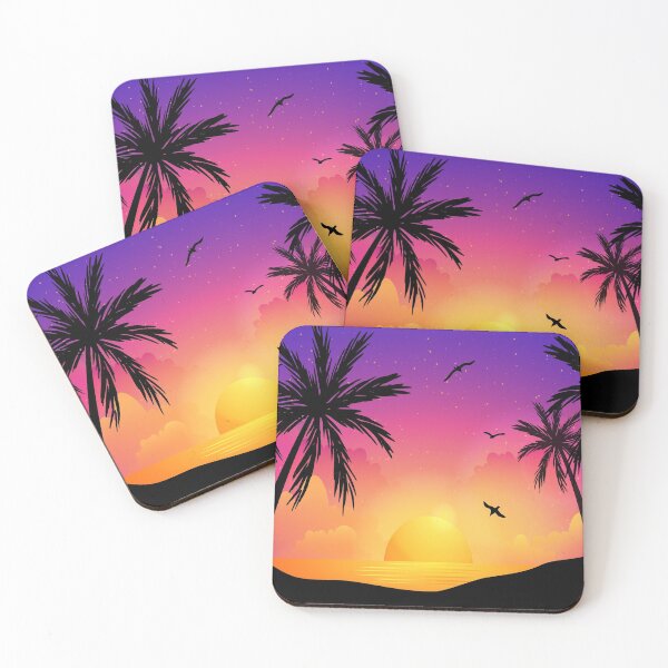 Item preview, Colorful Sunset Sea With Palm Tree designed and sold by JTS STORE.