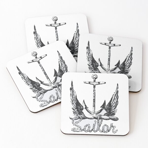 Item preview, Sailor Ship Anchor and Rope tattoo style graphic print designed and sold by CloneDigitalArt.