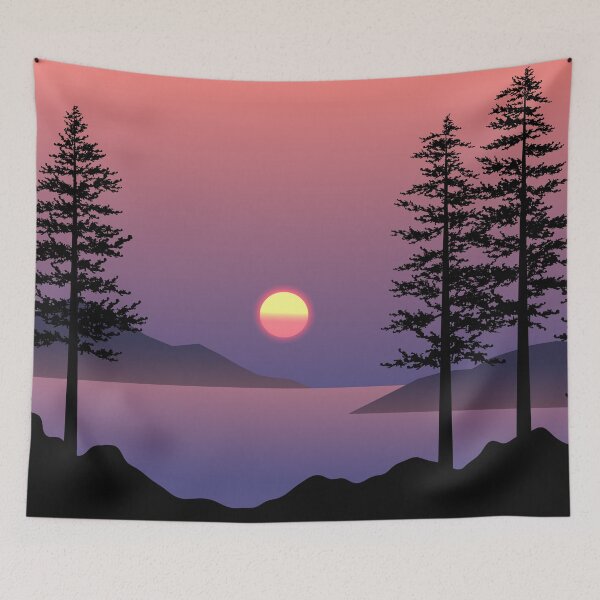 Item preview, Beautiful Sunset Scene With Pine Tree designed and sold by JTS STORE.