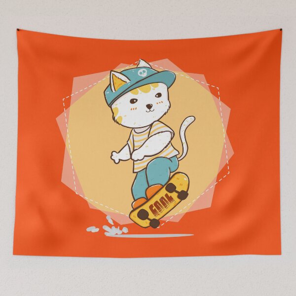 Item preview, Cool boy cat on skateboard designed and sold by urban-color.