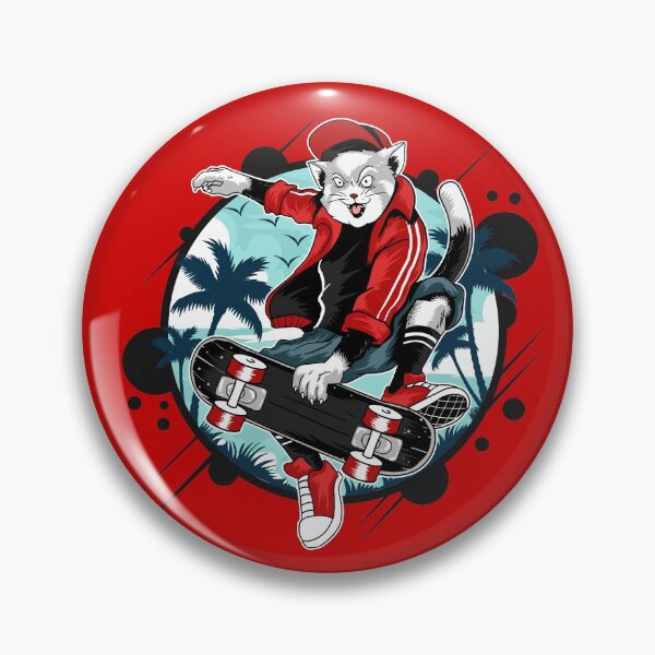 Item preview, Fierce cat on skateboard in red designed and sold by urban-color.