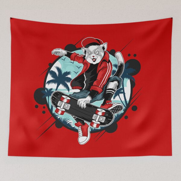 Item preview, Fierce cat on skateboard in red designed and sold by urban-color.