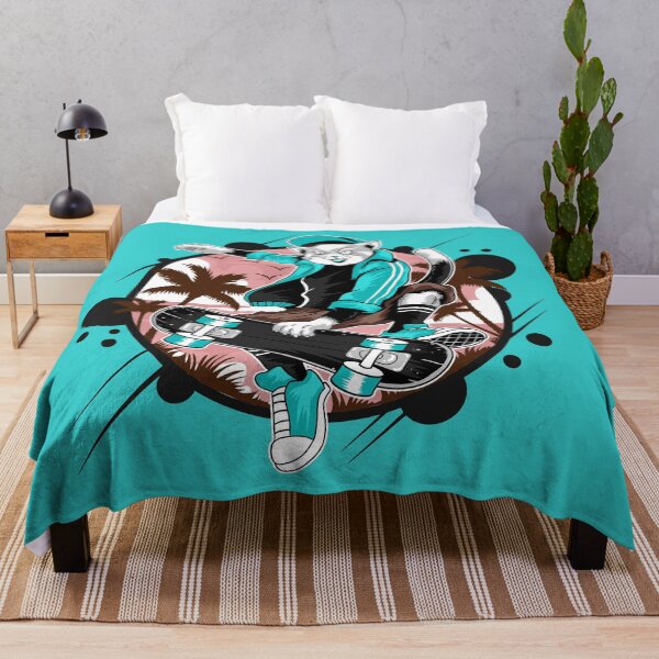Item preview, Fierce cat on skateboard in cyan designed and sold by urban-color.