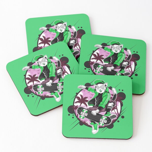 Item preview, Fierce cat on skateboard in green designed and sold by urban-color.