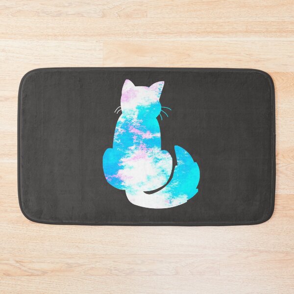 Item preview, Sassy Grumpy Abstract Blue White Pink Cat Silhouette designed and sold by WandererSpirit.