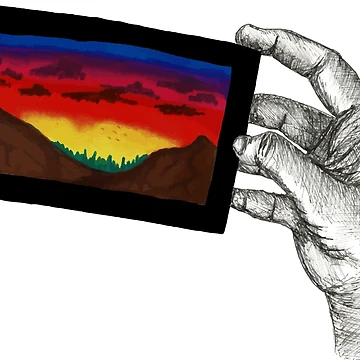 Artwork thumbnail, 'Sunset In My Hand' - Hand Drawn Ink Design by TaltalimDesign