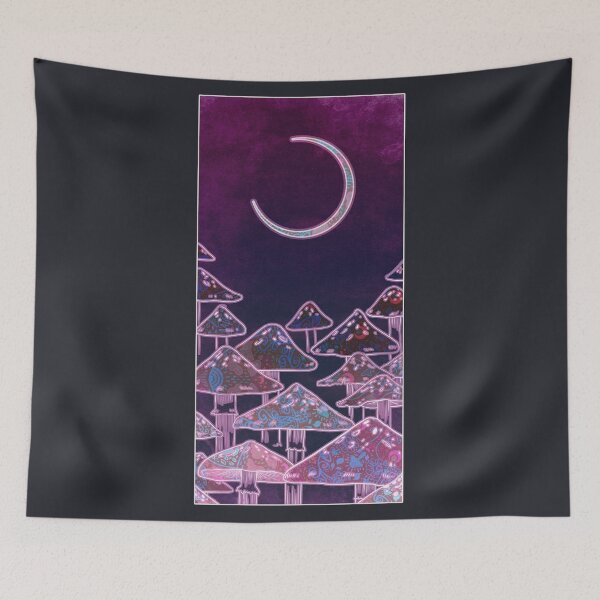Item preview, Bloody Shining Crescent Moon and Mushrooms designed and sold by Natalie Viola .