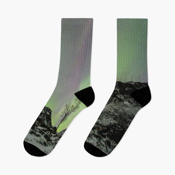 Item preview, Snow Covered Mountains and starry Northern Lights designed and sold by Happiness Creators.