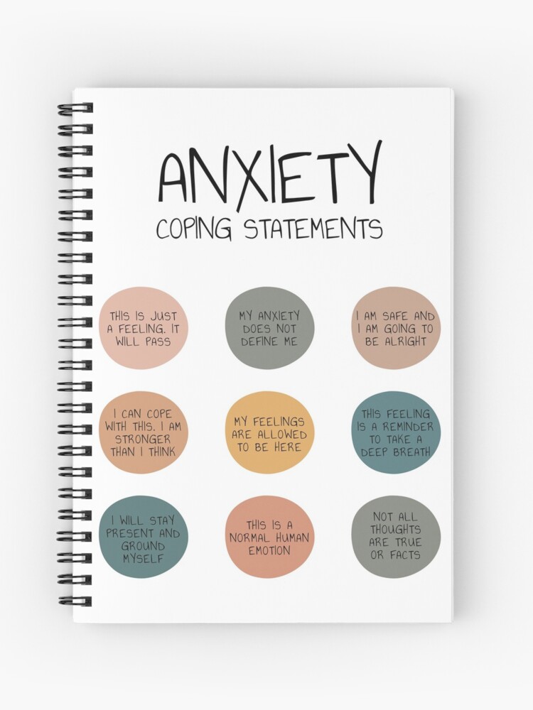 Anxiety Coping Statements Anxiety Help Management Mental Health Self Care  Anxiety Relief Self Help Spiral Notebook for Sale by TherapyTools