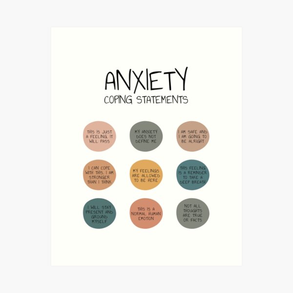 Item preview, Anxiety Coping Statements Anxiety Help Management Mental Health Self Care Anxiety Relief Self Help designed and sold by Therapy Tools For All.