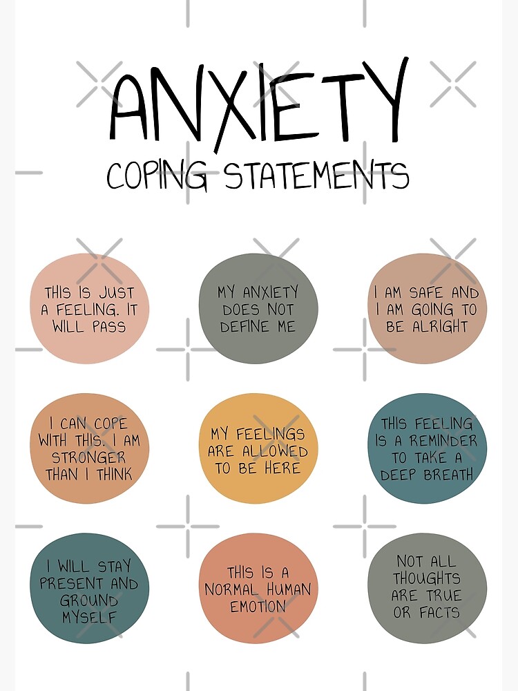 Anxiety Coping Statements Anxiety Help Management Mental Health Self Care  Anxiety Relief Self Help | Poster