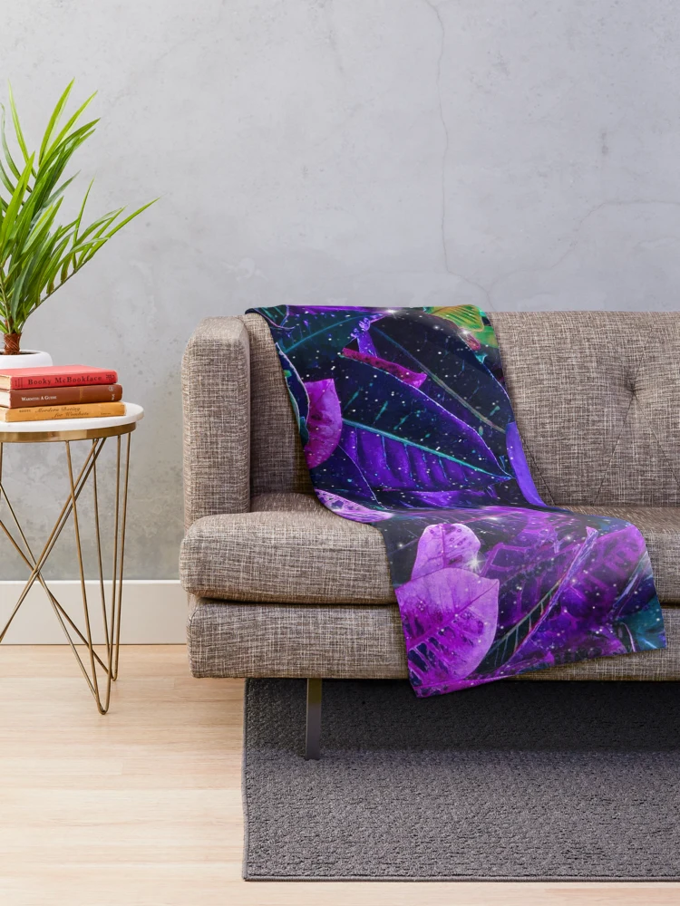 Thumbnail 2 of 6, Throw Blanket, Colorful Plants designed and sold by Elysian Vision.