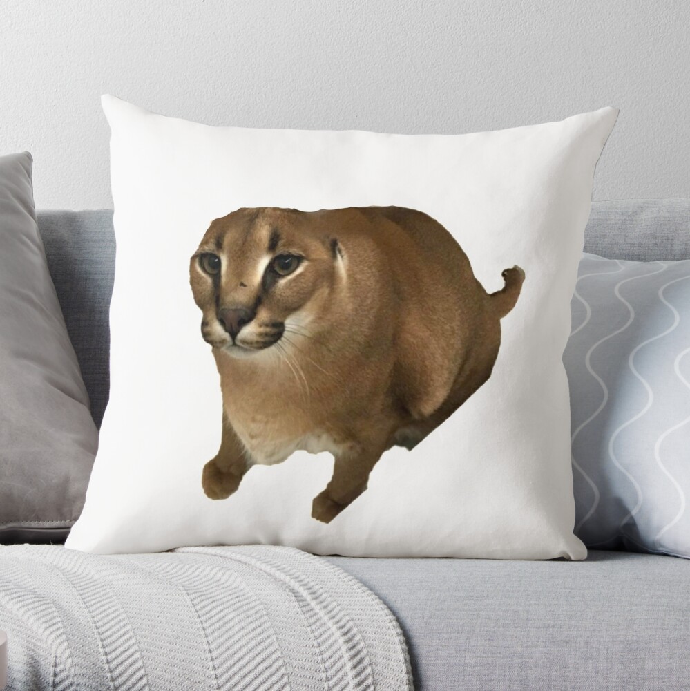 Big Floppa Meme Cat Easily Distracted by Big Floppa Throw Pillow, 18x18,  Multicolor