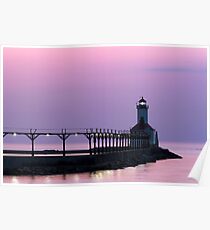 Michigan City (Indiana) Light at Twilight Poster
