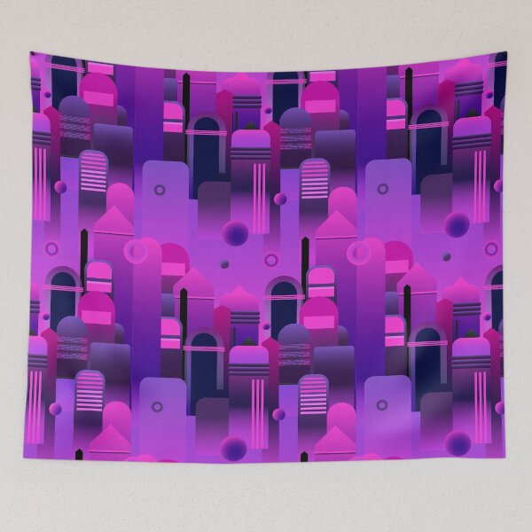 Item preview, Violet future city cyberpunk pattern designed and sold by YUBASShop.