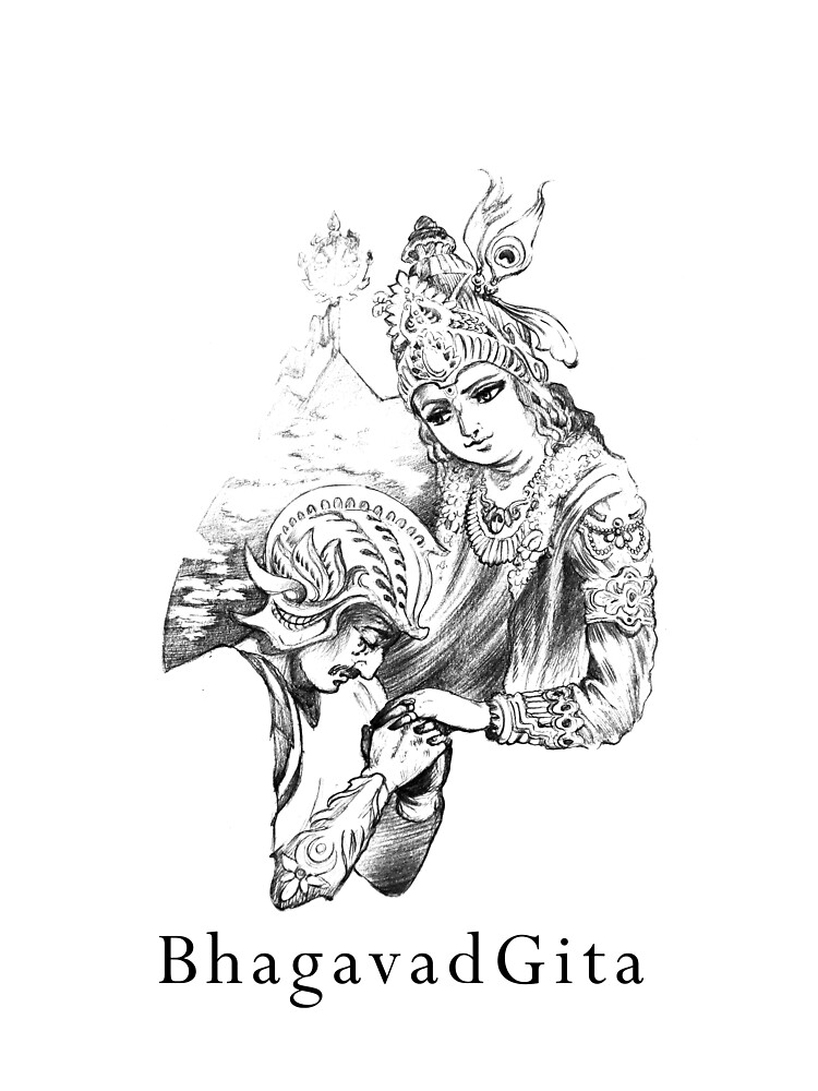 Sketch of Lord Krishna Telling Bhagavad Gita To Arjuna in Kurukshetra War  Field in Horse Chariot Editable Outline Illustration Stock Vector -  Illustration of chariot, mahabharat: 203278381