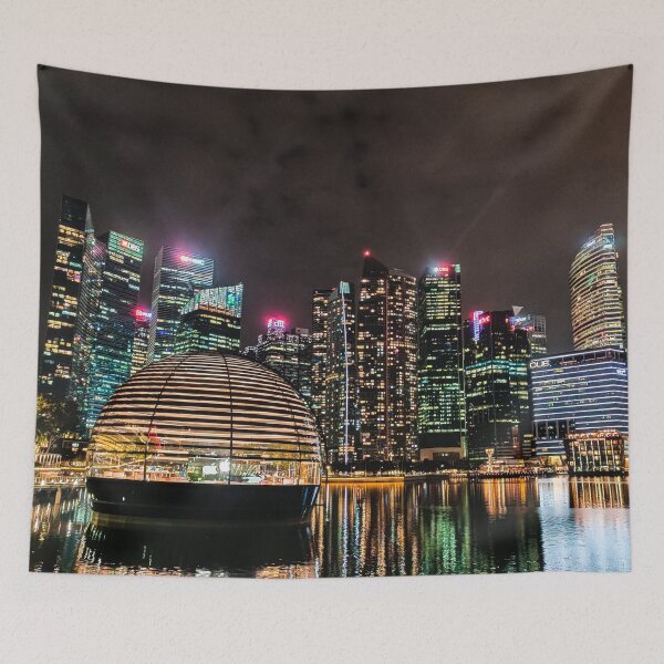Item preview, Singapore Skyline Nightview Floating Apple Store designed and sold by Happiness Creators.