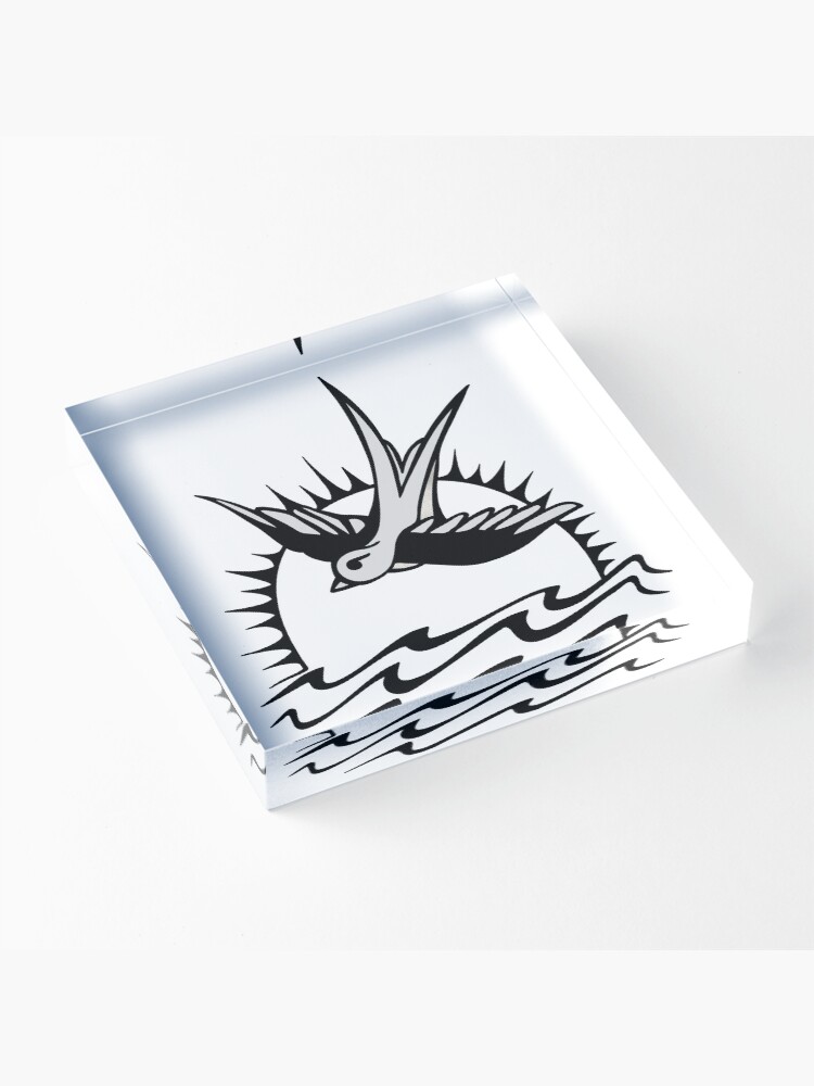 Alternate view of Sparrow Tattoo Black and White Acrylic Block