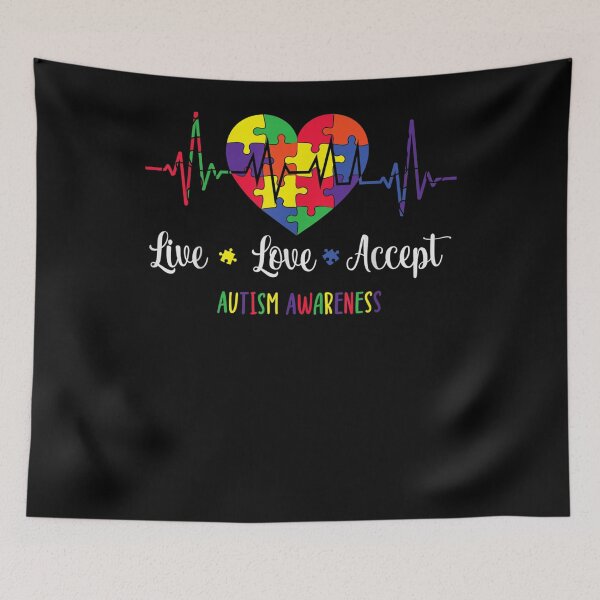 Item preview, Live Love Accept Autism Awareness Heartbeat Autism Mom designed and sold by lucretia155.