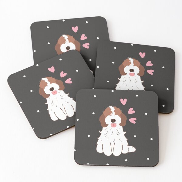 Item preview, LOVE Chocolate Brown and White Cockapoo Cavapoo Cavoodle designed and sold by Lulupainting.