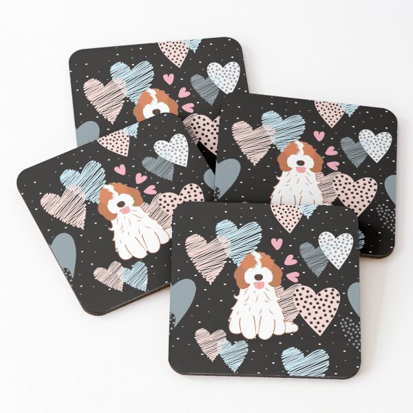 Item preview, LOVE Ruby Red and White Cockapoo Cavapoo Cavoodle designed and sold by Lulupainting.
