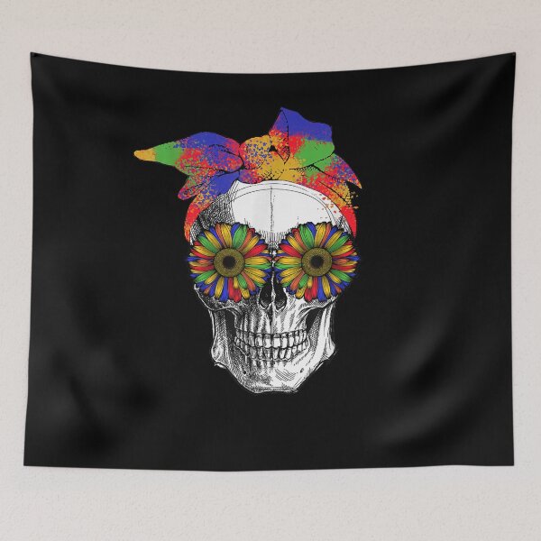 Item preview, Cool Sugar Skull Ana Colorful Sunflower Day Of The Dead designed and sold by lucretia155.