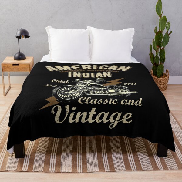 Retro Vintage American Motorcycle Indian für Old Biker Club Fleecedecke