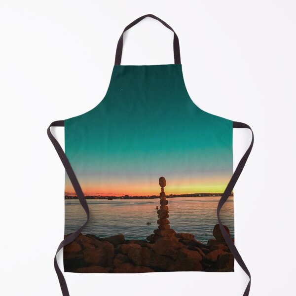 Item preview, Orange ocean Sunset with balanced rocks designed and sold by Happiness Creators.