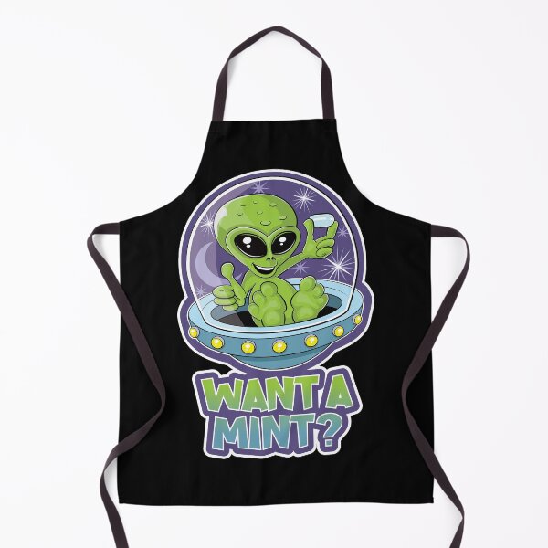 Item preview, Cute alien in a flying saucer offering mints design designed and sold by robimerch.