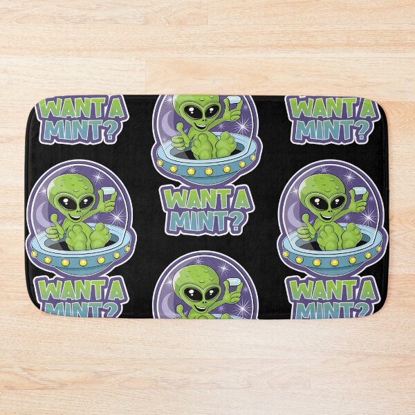 Item preview, Cute alien in a flying saucer offering mints design designed and sold by robimerch.