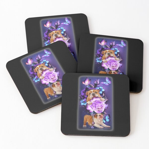 Item preview, Love Magical Bulldog Purple Roses Flower Butterfly Gift designed and sold by lucretia155.