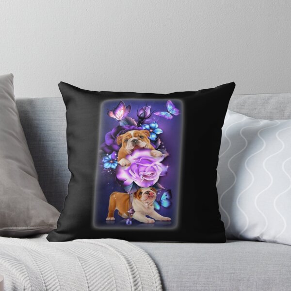 Artikelvorschau, Liebe Magische Bulldogge Lila Rosen Blumen Schmetterling Geschenk entworfen und verkauft von lucretia155.